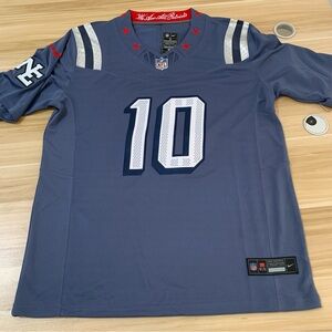 🤎Drake Maye Stitched Storm Blue Jersey Vapor